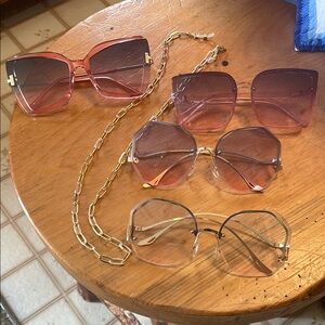 Stylish Women's Sunglasses Set - Pink, Gold, and Black